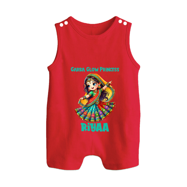 Garba Glow Princess Romper suit/sleeveless romper | Custom Baby Romper suit/sleeveless romper for Little Princess - RED - 0 - 5 Months Old (Chest 18")