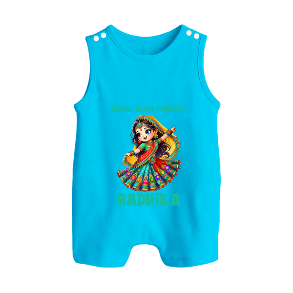 Choti Dandiya Queen Personalized Button Romper - SKY BLUE - New Born (Chest 18")
