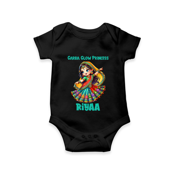 Garba Glow Princess Romper/Onesie | Custom Baby Romper/Onesie for Little Princess - BLACK - New Born (Chest 14")
