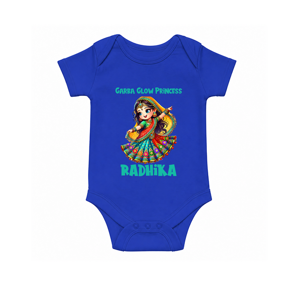 Choti Dandiya Queen Personalized Romper - COBALT BLUE - New Born (Chest 14")