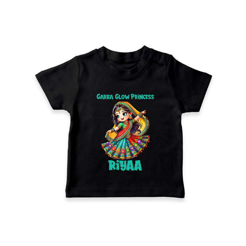 Garba Glow Princess T-shirt | Custom Baby T-shirt for Little Princess - BLACK - 0-5 Months Old (Chest 17")