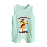 Chota Dandiya Don Romper suit/sleeveless romper | Personalized Baby Romper suit/sleeveless romper for Garba Nights - MINT GREEN - 0 - 5 Months Old (Chest 18")