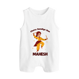 Chota Dandiya Don Romper suit/sleeveless romper | Personalized Baby Romper suit/sleeveless romper for Garba Nights - WHITE - 0 - 5 Months Old (Chest 18")