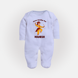 Chota Dandiya Don Sleep suit/full sleeve body suit | Personalized Baby Sleep suit/full sleeve body suit for Garba Nights - BABY BLUE - New Born (Chest 7.5")