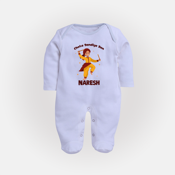Garba Glow Princess Personalized  Full Body Suit - BABY BLUE - New Born (Chest 7.5")