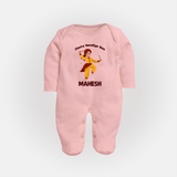 Chota Dandiya Don Sleep suit/full sleeve body suit | Personalized Baby Sleep suit/full sleeve body suit for Garba Nights - BABY PINK - New Born (Chest 7.5")