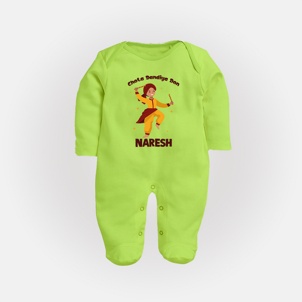 Garba Glow Princess Personalized  Full Body Suit - LIME GREEN - New Born (Chest 7.5")
