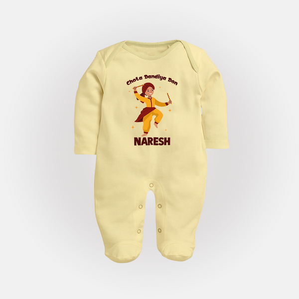 Garba Glow Princess Personalized  Full Body Suit - PASTEL YELLOW - New Born (Chest 7.5")
