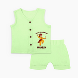 Chota Dandiya Don Jabla Set | Personalized Baby Jabla Set for Garba Nights - PASTEL GREEN - 0 - 3 Months Old (Chest 9.8")