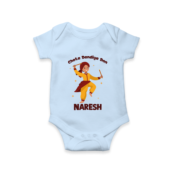 Garba Glow Princess Personalized  Romper - BABY BLUE - New Born (Chest 14")