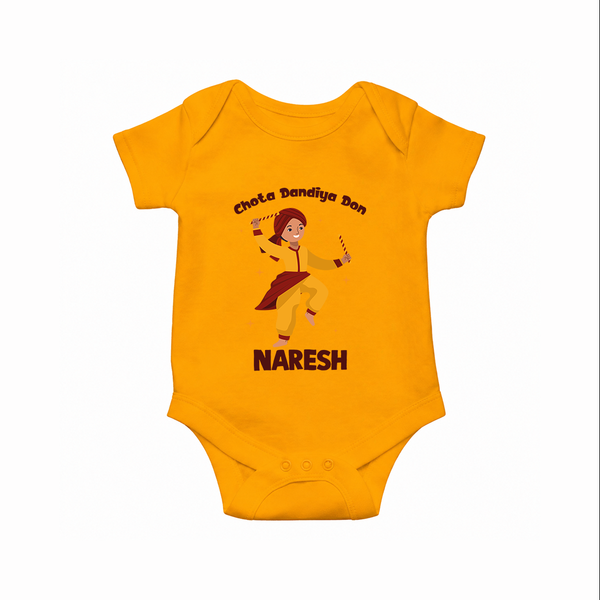 Garba Glow Princess Personalized  Romper - CHROME YELLOW - New Born (Chest 14")