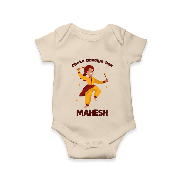 Chota Dandiya Don Romper/Onesie | Personalized Baby Romper/Onesie for Garba Nights - IVORY - New Born (Chest 14")