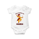 Chota Dandiya Don Romper/Onesie | Personalized Baby Romper/Onesie for Garba Nights - WHITE - New Born (Chest 14")