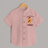 Chota Dandiya Don Shirt | Personalized Baby Shirt for Garba Nights - PEACH - 0 - 6 Months Old (Chest 23")