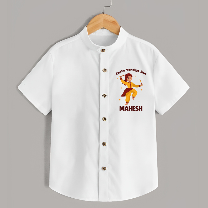 Chota Dandiya Don Shirt | Personalized Baby Shirt for Garba Nights - WHITE - 0 - 6 Months Old (Chest 23")