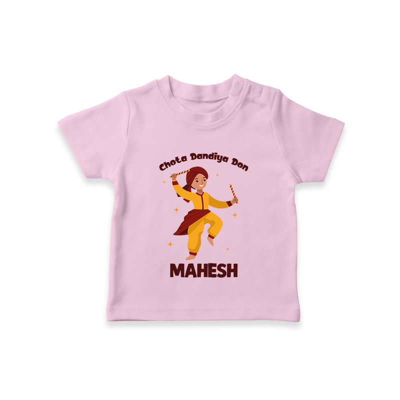 Chota Dandiya Don T-shirt | Personalized Baby T-shirt for Garba Nights - BABY PINK - 0-5 Months Old (Chest 17")