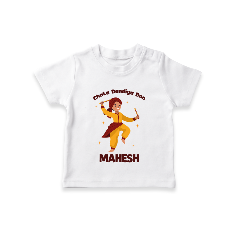 Chota Dandiya Don T-shirt | Personalized Baby T-shirt for Garba Nights - WHITE - 0-5 Months Old (Chest 17")
