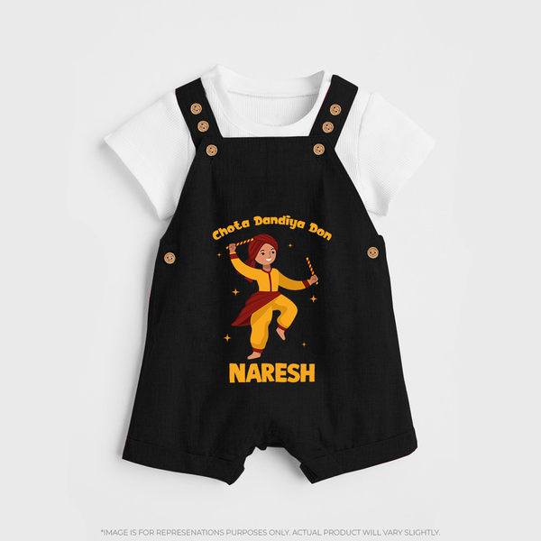Garba Glow Princess Personalized  Dungaree - BLACK - 0 - 5 Months Old (Chest 18")