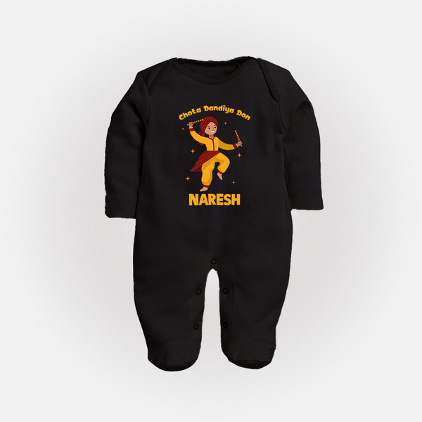 Garba Glow Princess Personalized  Full Body Suit - BLACK - New Born (Chest 7.5")