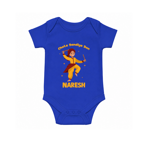 Garba Glow Princess Personalized  Romper - COBALT BLUE - New Born (Chest 14")