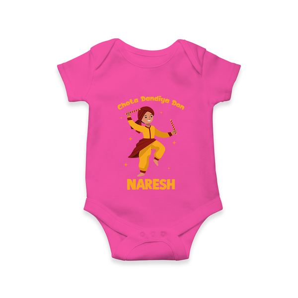 Garba Glow Princess Personalized  Romper - HOT PINK - New Born (Chest 14")