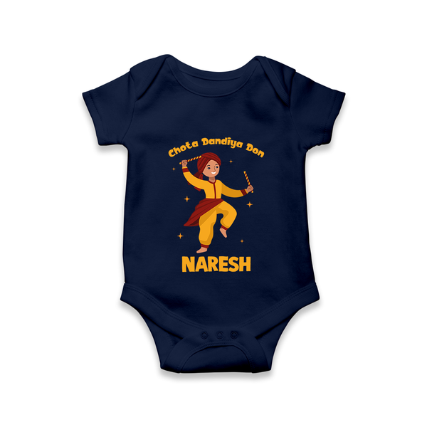 Garba Glow Princess Personalized  Romper - NAVY BLUE - New Born (Chest 14")