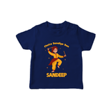 Chota Dandiya Don T-shirt | Personalized Baby T-shirt for Garba Nights - NAVY BLUE - 0-5 Months Old (Chest 17")