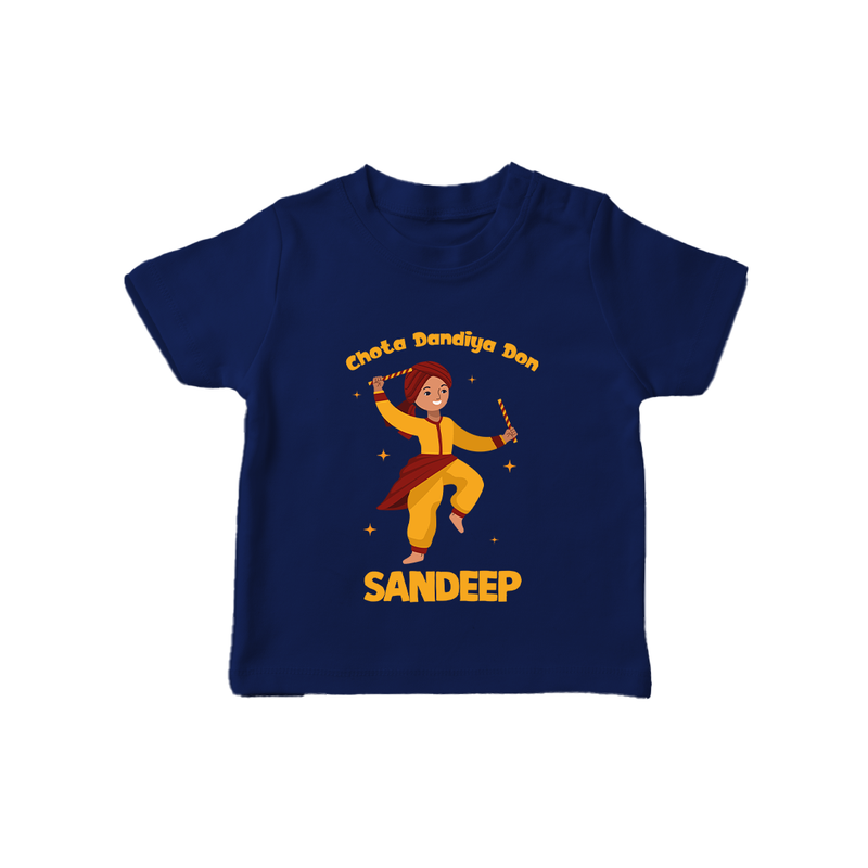 Chota Dandiya Don T-shirt | Personalized Baby T-shirt for Garba Nights - NAVY BLUE - 0-5 Months Old (Chest 17")
