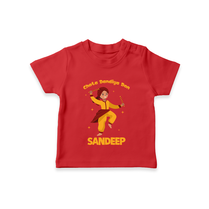 Chota Dandiya Don T-shirt | Personalized Baby T-shirt for Garba Nights - RED - 0-5 Months Old (Chest 17")