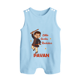 Chota Dandiya Don Personalized Button Romper - BABY BLUE - New Born (Chest 18")