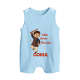 Little Garba Rockstar Romper suit/sleeveless romper | Custom Baby Romper suit/sleeveless romper for Dance Lovers - BABY BLUE - 0 - 5 Months Old (Chest 18")