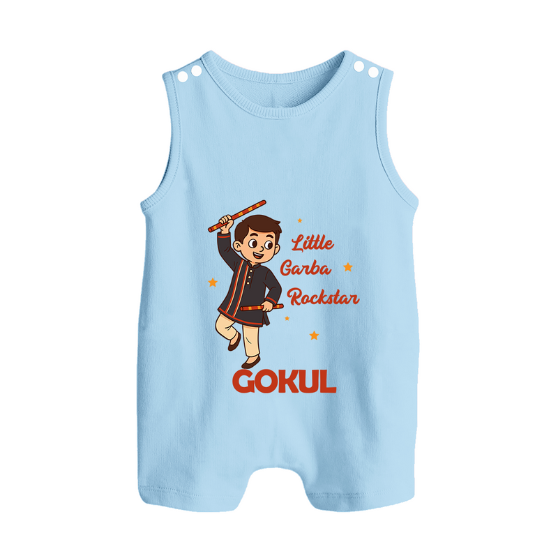 Little Garba Rockstar Romper suit/sleeveless romper | Custom Baby Romper suit/sleeveless romper for Dance Lovers - BABY BLUE - 0 - 5 Months Old (Chest 18")