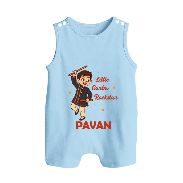 Chota Dandiya Don Personalized Button Romper - BABY BLUE - New Born (Chest 18")