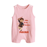 Chota Dandiya Don Personalized Button Romper - BABY PINK - New Born (Chest 18")