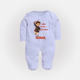 Little Garba Rockstar Sleep suit/full sleeve body suit | Custom Baby Sleep suit/full sleeve body suit for Dance Lovers - BABY BLUE - New Born (Chest 7.5")
