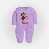 Little Garba Rockstar Sleep suit/full sleeve body suit | Custom Baby Sleep suit/full sleeve body suit for Dance Lovers - LILAC - New Born (Chest 7.5")