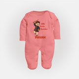 Chota Dandiya Don Personalized Full Body Suit - PEACH - New Born (Chest 7.5")