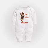 Chota Dandiya Don Personalized Full Body Suit - WHITE - New Born (Chest 7.5")