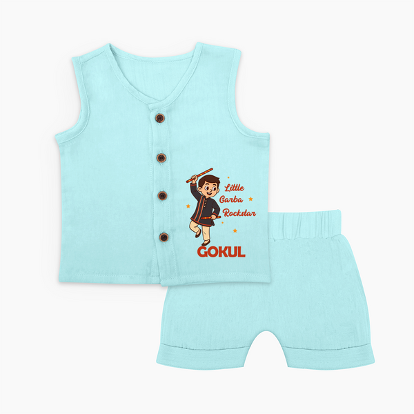Little Garba Rockstar Jabla Set | Custom Baby Jabla Set for Dance Lovers - BABY BLUE - 0 - 3 Months Old (Chest 9.8")