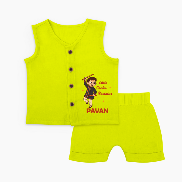 Chota Dandiya Don Personalized Jabla Set - LIME GREEN - 0 - 3 Months Old (Chest 9.8")