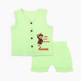 Chota Dandiya Don Personalized Jabla Set - PASTEL GREEN - 0 - 3 Months Old (Chest 9.8")