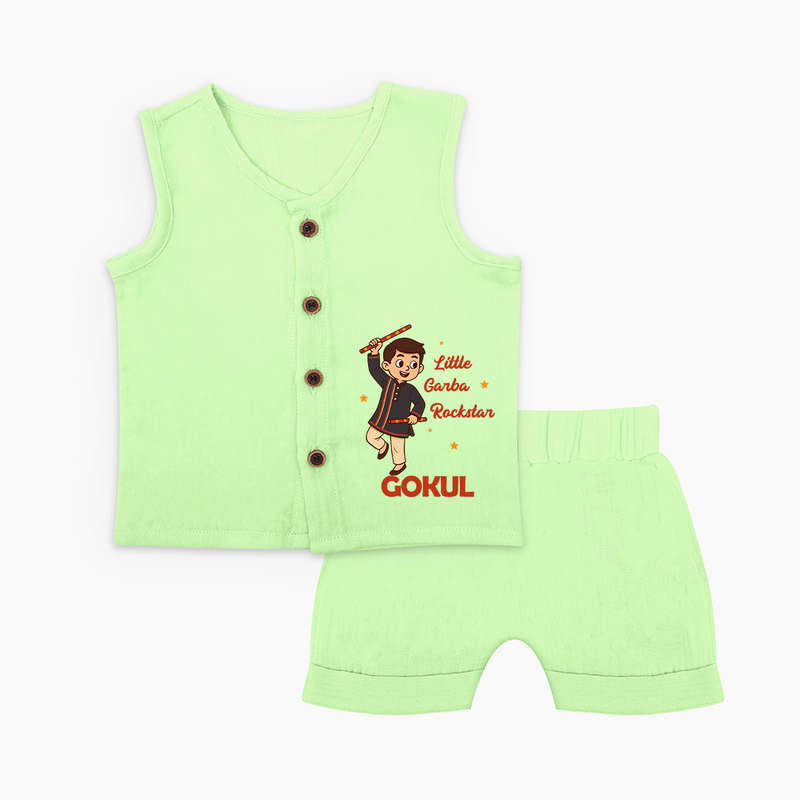 Little Garba Rockstar Jabla Set | Custom Baby Jabla Set for Dance Lovers - PASTEL GREEN - 0 - 3 Months Old (Chest 9.8")