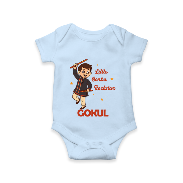 Little Garba Rockstar Romper/Onesie | Custom Baby Romper/Onesie for Dance Lovers - BABY BLUE - New Born (Chest 14")