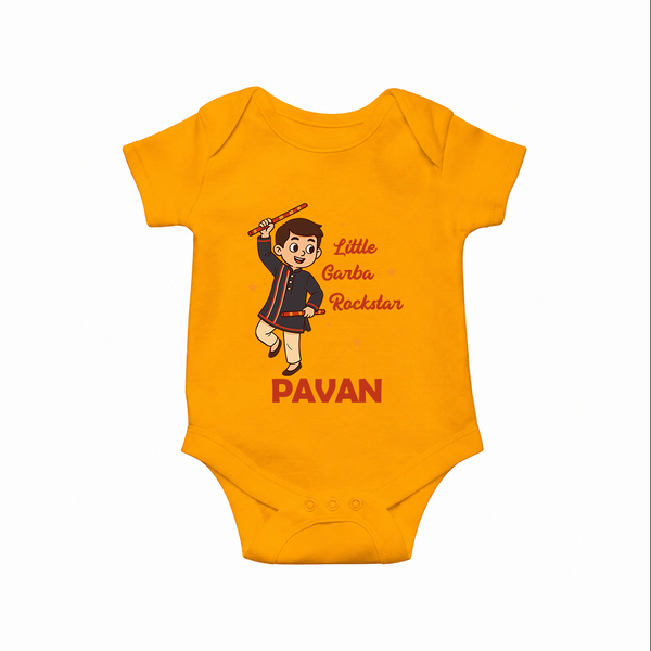 Chota Dandiya Don Personalized Romper - CHROME YELLOW - New Born (Chest 14")