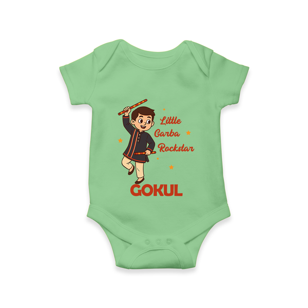 Little Garba Rockstar Romper/Onesie | Custom Baby Romper/Onesie for Dance Lovers - GREEN - New Born (Chest 14")