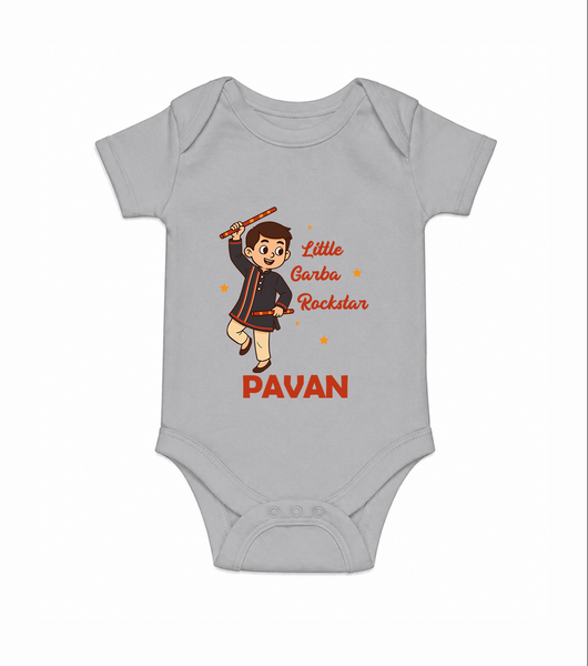 Chota Dandiya Don Personalized Romper - GREY - New Born (Chest 14")