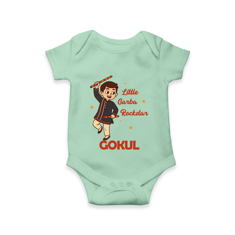 Little Garba Rockstar Romper/Onesie | Custom Baby Romper/Onesie for Dance Lovers - MINT GREEN - New Born (Chest 14")