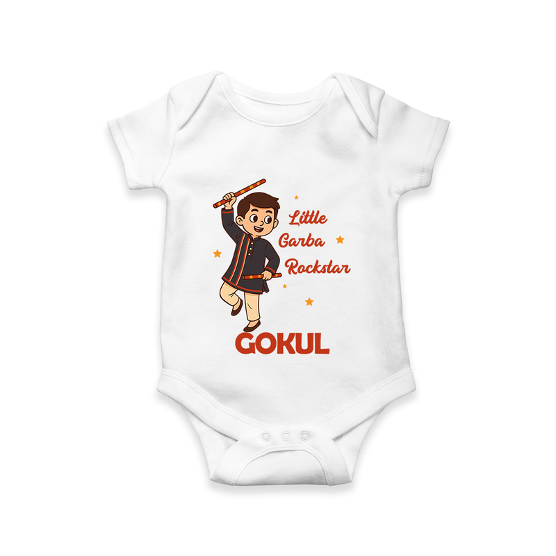 Little Garba Rockstar Romper/Onesie | Custom Baby Romper/Onesie for Dance Lovers - WHITE - New Born (Chest 14")