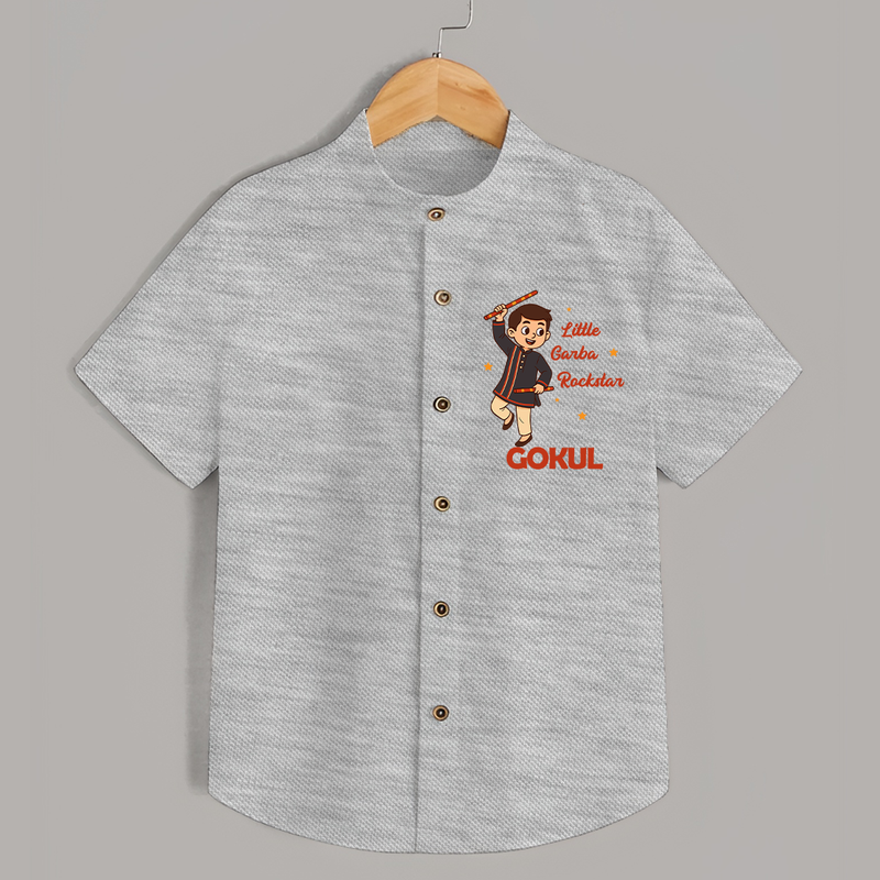 Little Garba Rockstar Shirt | Custom Baby Shirt for Dance Lovers - GREY - 0 - 6 Months Old (Chest 23")