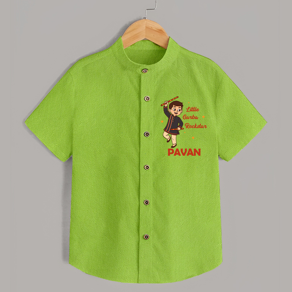Little Garba Rockstar Personalized Shirt - LIME GREEN - 0 - 6 Months Old (Chest 23")
